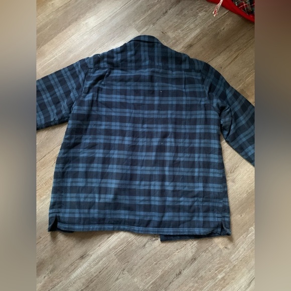 VTG L.L. Bean Flannel Jacket Shacket Plaid Navy Blue Mens Size L Reg UNISEX - Picture 8 of 9